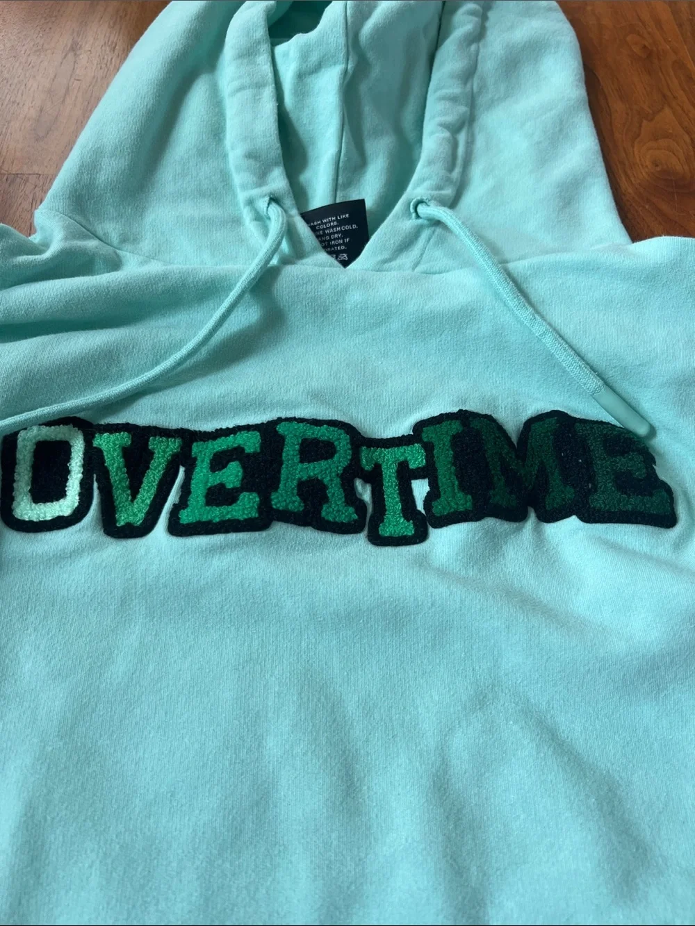 Overtime Logo Crewneck Hoodie in Aqua Blue